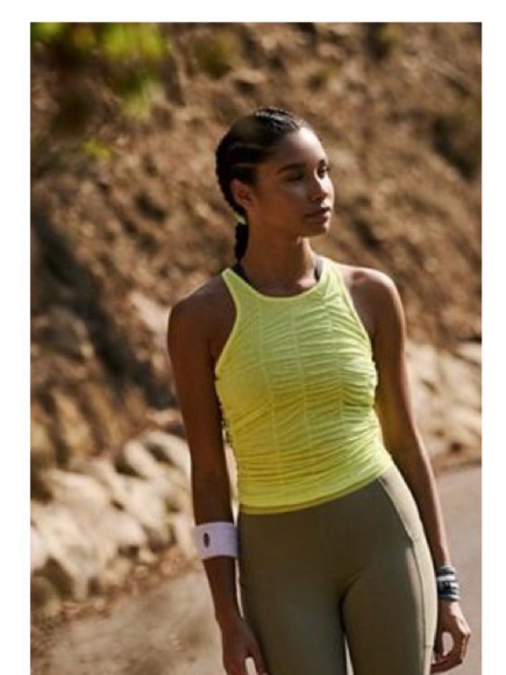 FREE PEOPLE Free Fold Tank. Yellow Ruched Tank Top